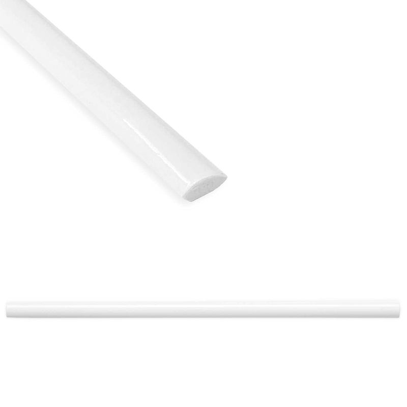 Questech Quarter Round Tile Trim, 1/2 x 12 Inch Corner Shower Tile Edge Trim, Decorative Jolly Tile Liner Cap for Kitchen Backsplash Bathroom Shower, Bright White Polished, 12 Pack - Image 1